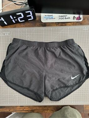 Nike Women's Black Athletic Running Shorts with White Swoosh